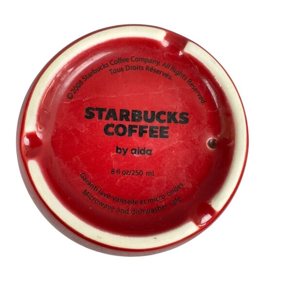 Starbucks Coffee Red Ceramic Mug By Alda 8 Oz 2008 Design Double Walled - Picture 3 of 3
